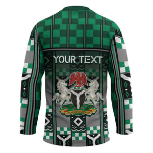 Personalized Nigeria Hockey Jersey Eagle With Tribal Patterns
