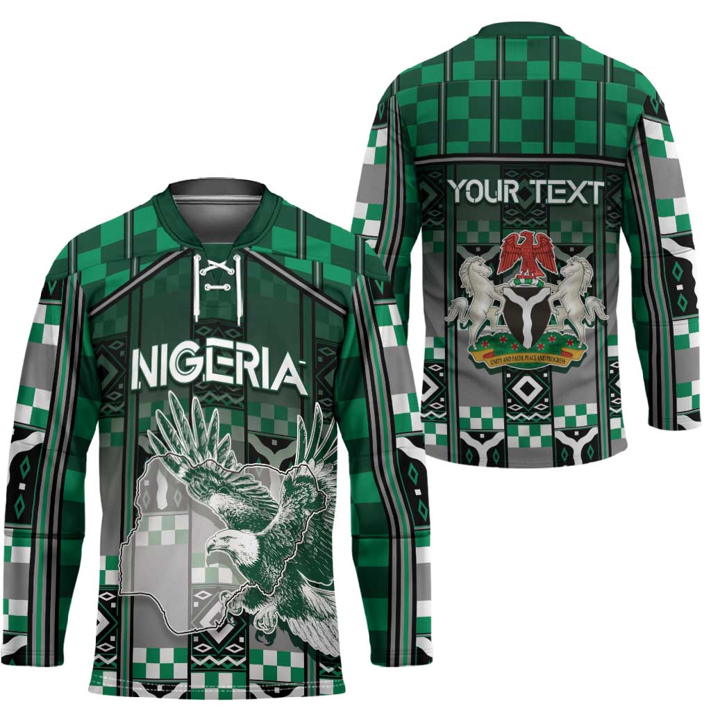 Personalized Nigeria Hockey Jersey Eagle With Tribal Patterns