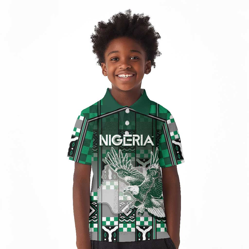 Personalized Nigeria Kid Polo Shirt Eagle With Tribal Patterns