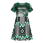 Personalized Nigeria Kid Short Sleeve Dress Eagle With Tribal Patterns