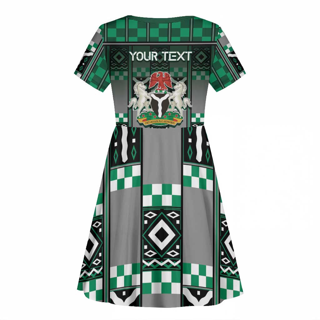 Personalized Nigeria Kid Short Sleeve Dress Eagle With Tribal Patterns