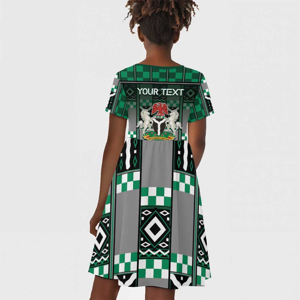 Personalized Nigeria Kid Short Sleeve Dress Eagle With Tribal Patterns
