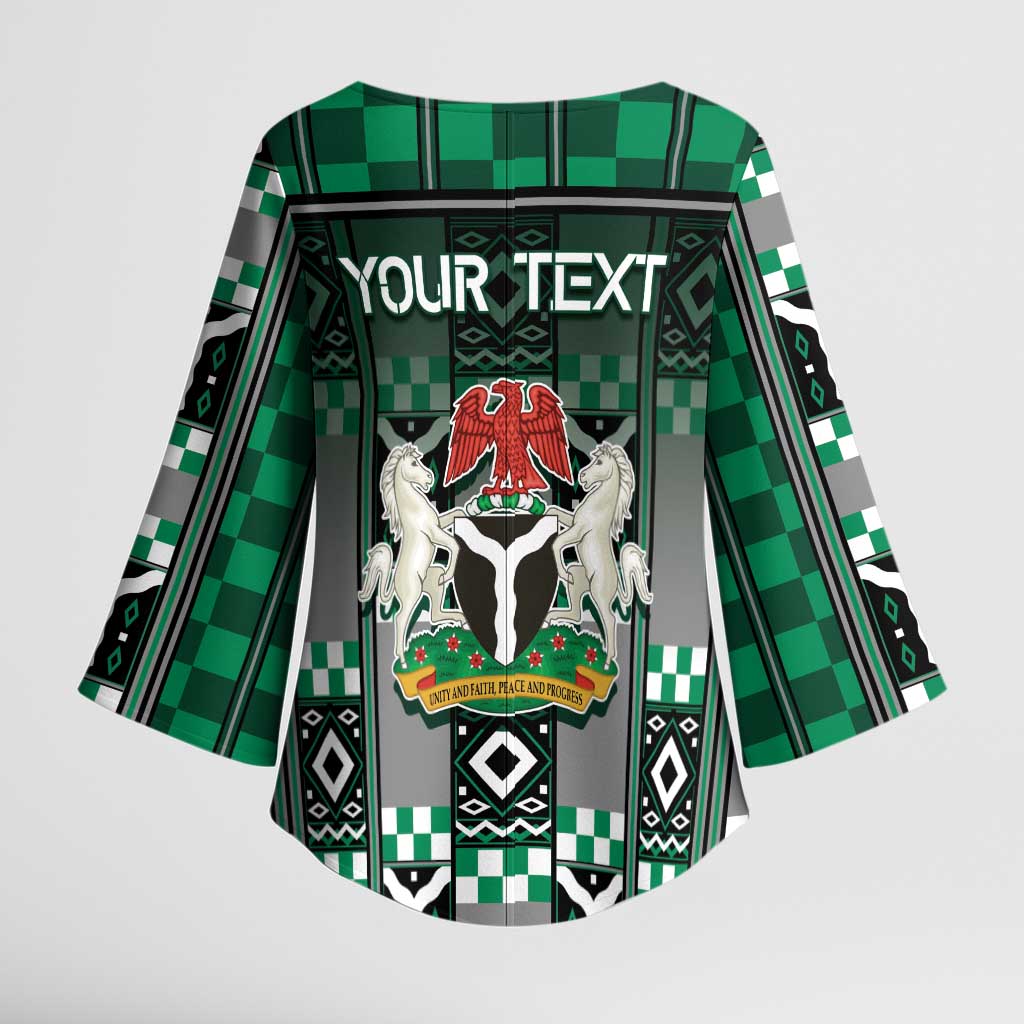 Personalized Nigeria Kimono Sleeve Blouse Eagle With Tribal Patterns