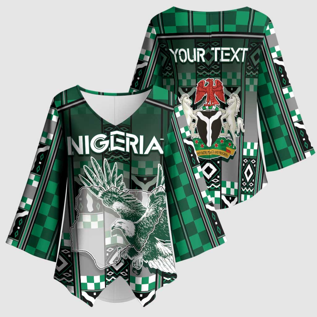 Personalized Nigeria Kimono Sleeve Blouse Eagle With Tribal Patterns
