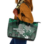 Nigeria Leather Tote Bag Eagle With Tribal Patterns