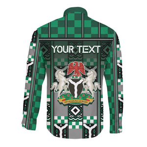 Personalized Nigeria Long Sleeve Button Shirt Eagle With Tribal Patterns