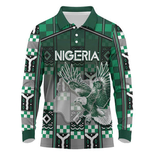 Personalized Nigeria Long Sleeve Polo Shirt Eagle With Tribal Patterns