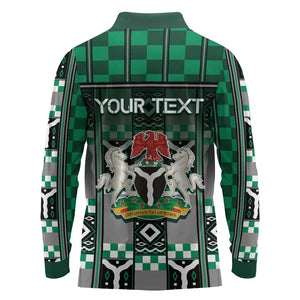 Personalized Nigeria Long Sleeve Polo Shirt Eagle With Tribal Patterns