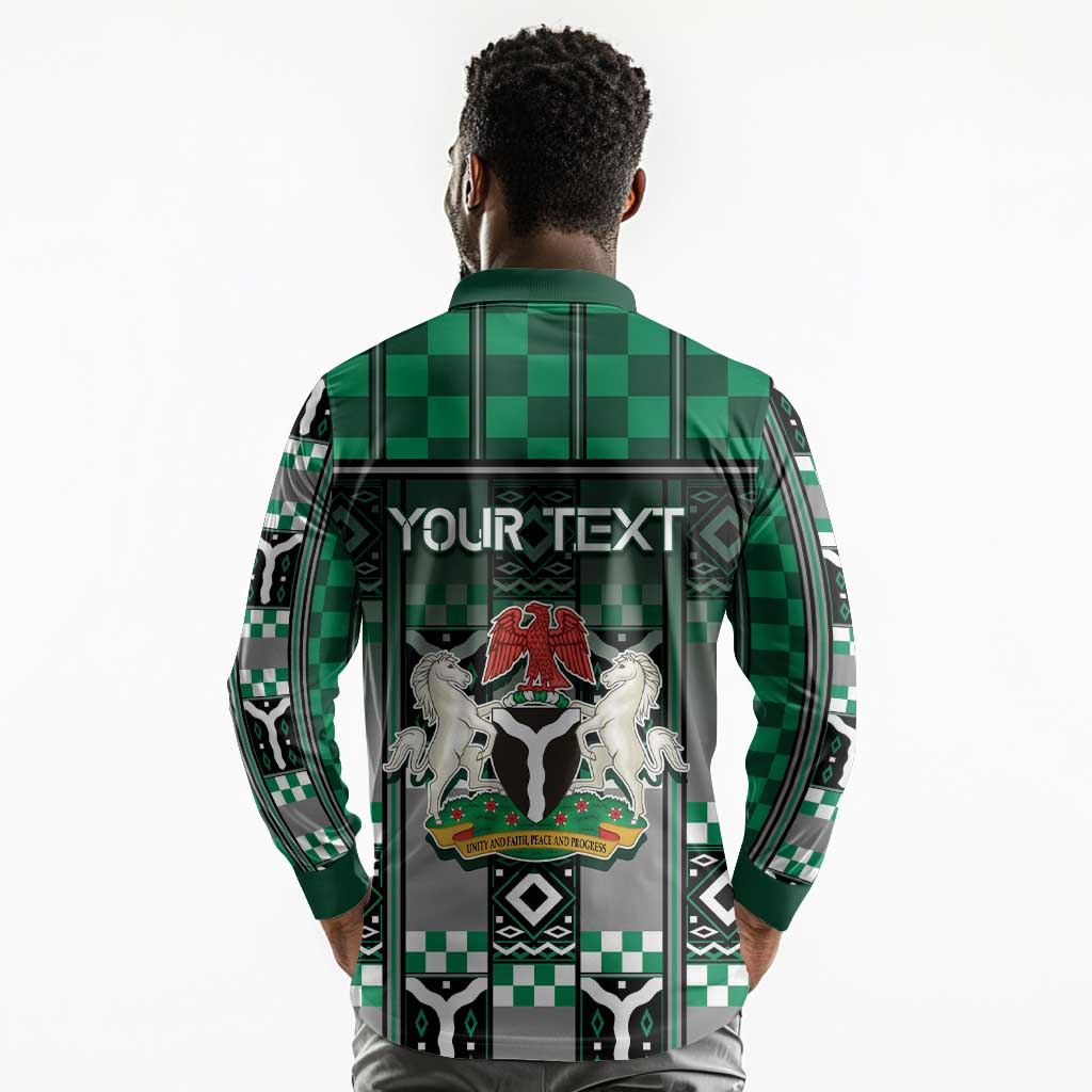 Personalized Nigeria Long Sleeve Polo Shirt Eagle With Tribal Patterns