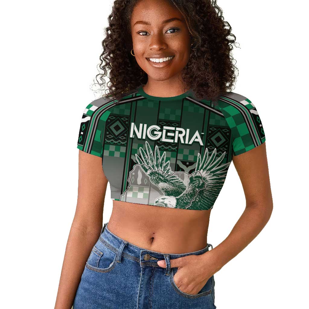 Personalized Nigeria Raglan Cropped T shirt Eagle With Tribal Patterns