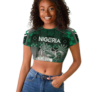 Personalized Nigeria Raglan Cropped T shirt Eagle With Tribal Patterns