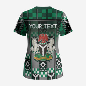 Personalized Nigeria Scrub Top Eagle With Tribal Patterns
