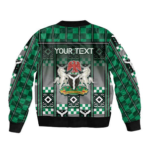 Personalized Nigeria Sleeve Zip Bomber Jacket Eagle With Tribal Patterns