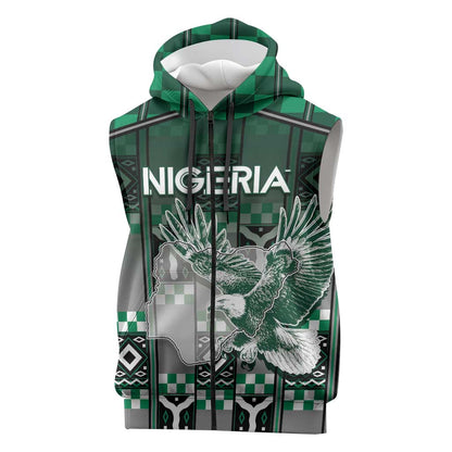 Personalized Nigeria Sleeveless Zip Hoodie Eagle With Tribal Patterns