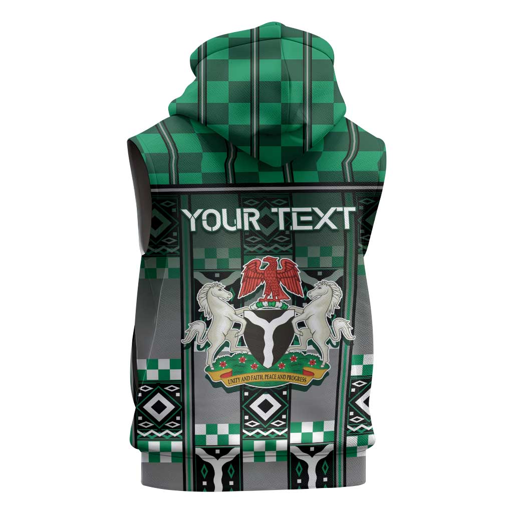 Personalized Nigeria Sleeveless Zip Hoodie Eagle With Tribal Patterns