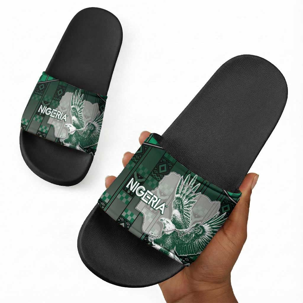 Nigeria Slide Sandals Eagle With Tribal Patterns