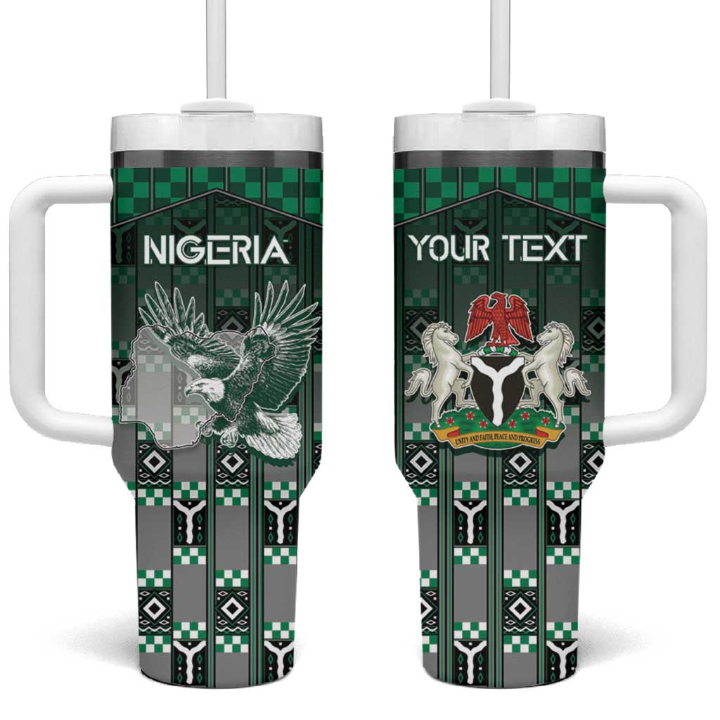 Personalized Nigeria Tumbler With Handle Eagle With Tribal Patterns