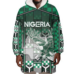 Personalized Nigeria Wearable Blanket Hoodie Eagle With Tribal Patterns
