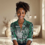 Personalized Nigeria Women Casual Shirt Eagle With Tribal Patterns