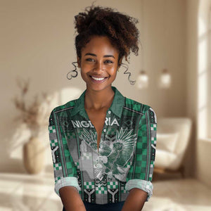 Personalized Nigeria Women Casual Shirt Eagle With Tribal Patterns