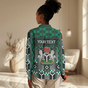 Personalized Nigeria Women Casual Shirt Eagle With Tribal Patterns