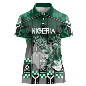 Personalized Nigeria Women Polo Shirt Eagle With Tribal Patterns