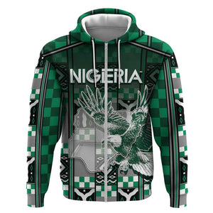 Personalized Nigeria Zip Hoodie Eagle With Tribal Patterns