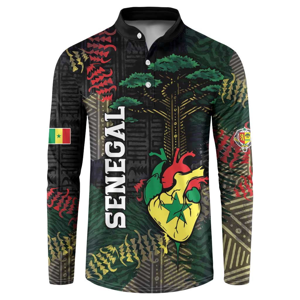 Personalized Senegal Button Sweatshirt Heart Baobab Art Grunge Style