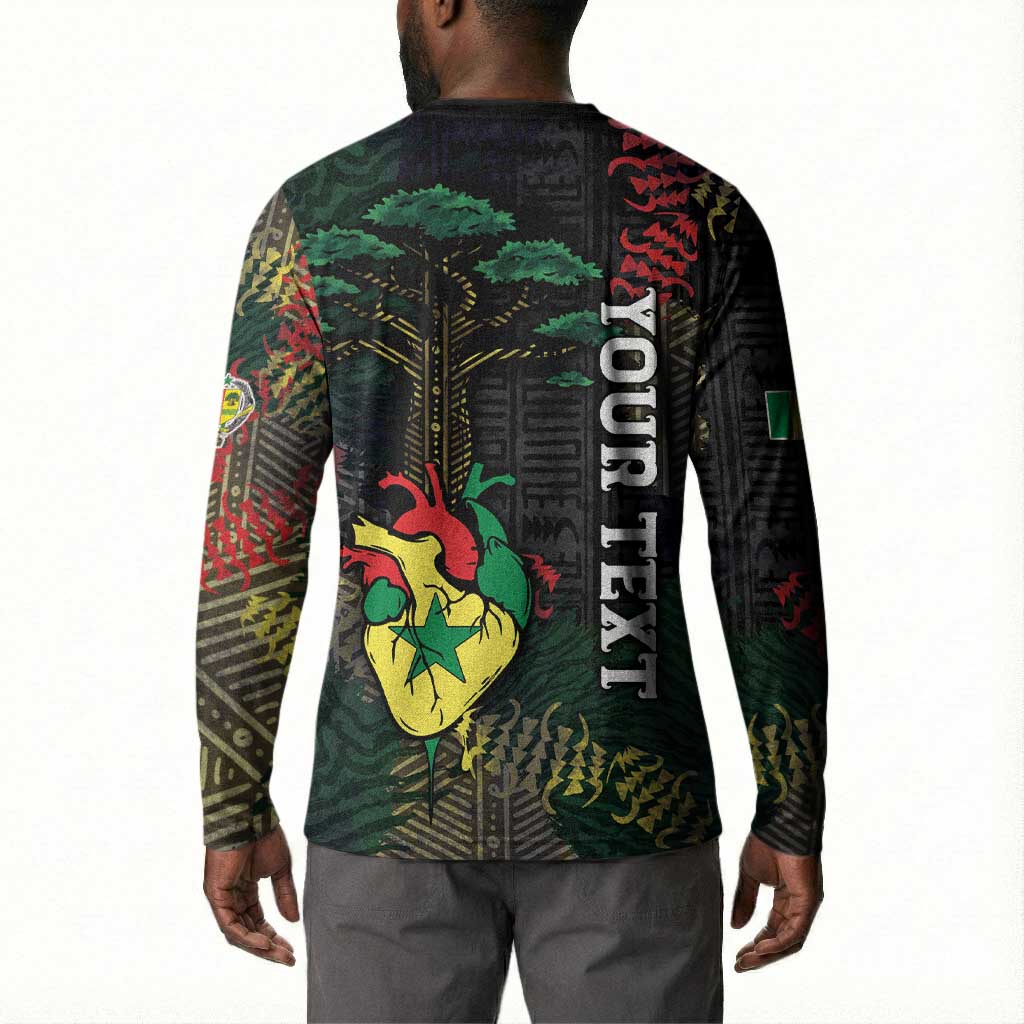Personalized Senegal Button Sweatshirt Heart Baobab Art Grunge Style