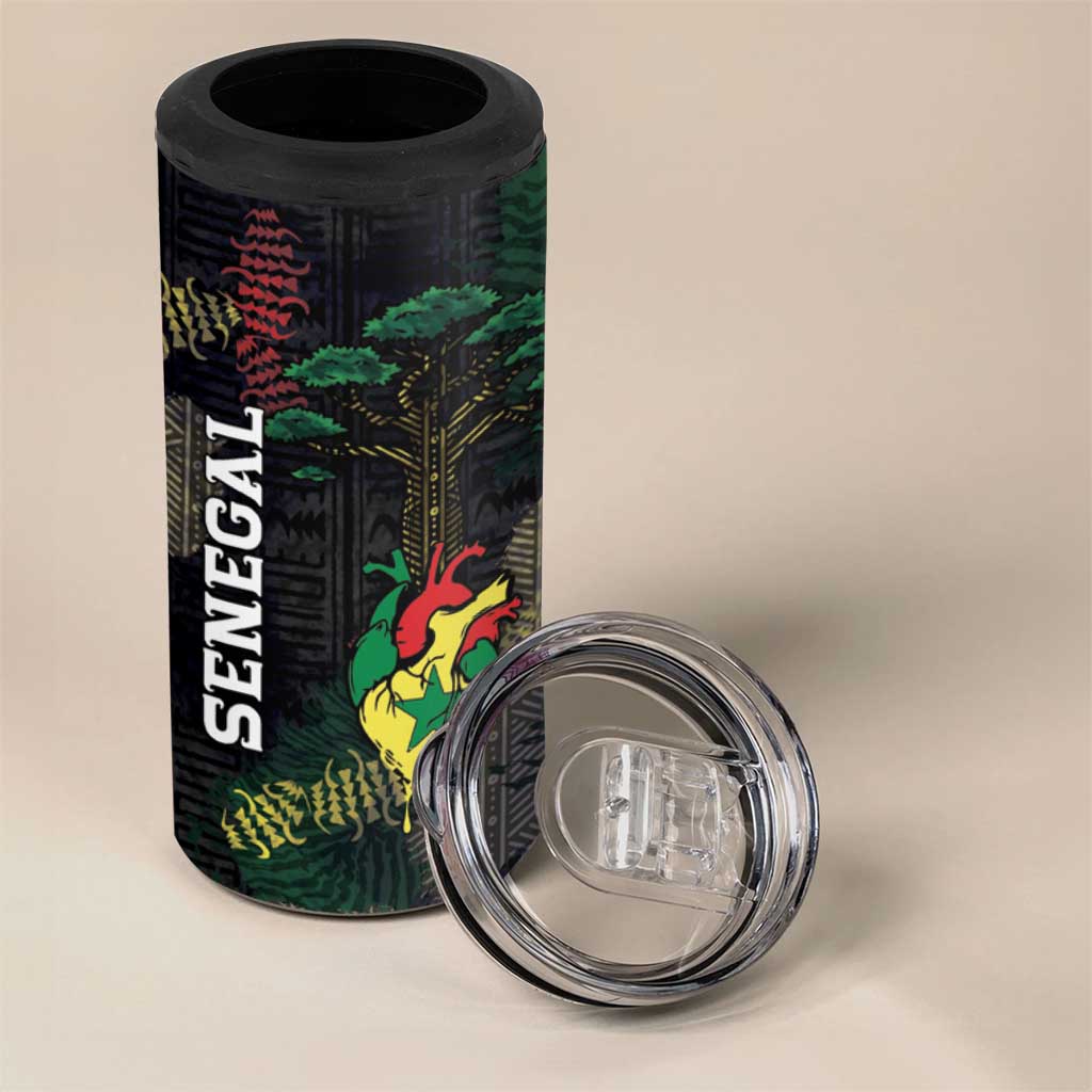 Personalized Senegal 4 in 1 Can Cooler Tumbler Heart Baobab Art Grunge Style