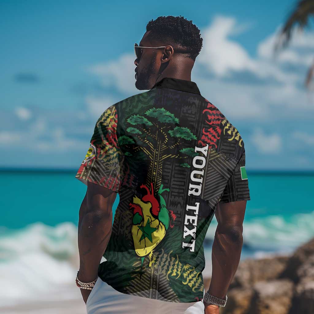 Personalized Senegal Hawaiian Shirt Heart Baobab Art Grunge Style