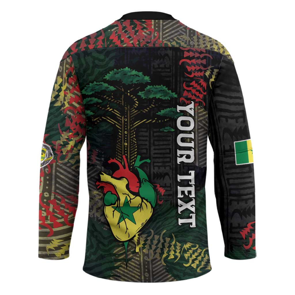 Personalized Senegal Hockey Jersey Heart Baobab Art Grunge Style
