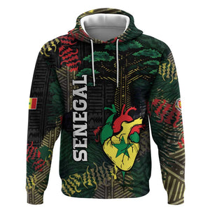 Personalized Senegal Hoodie Heart Baobab Art Grunge Style