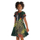 Personalized Senegal Kid Short Sleeve Dress Heart Baobab Art Grunge Style