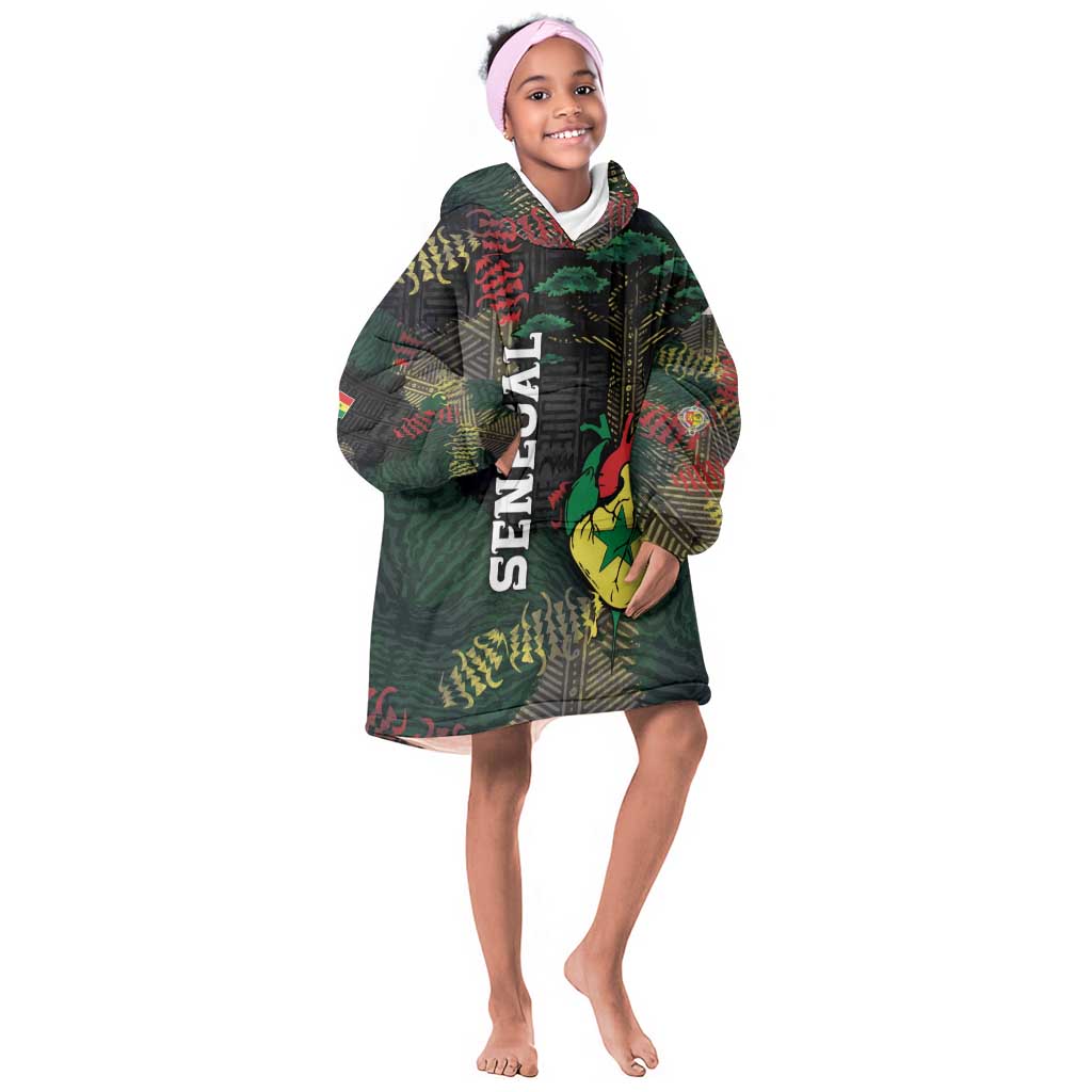 Personalized Senegal Kid Wearable Blanket Hoodie Heart Baobab Art Grunge Style