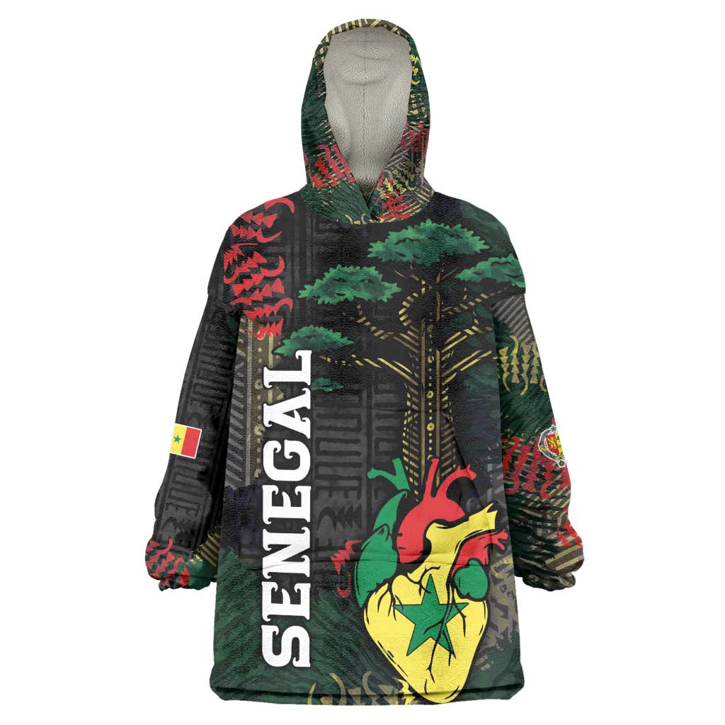 Personalized Senegal Kid Wearable Blanket Hoodie Heart Baobab Art Grunge Style