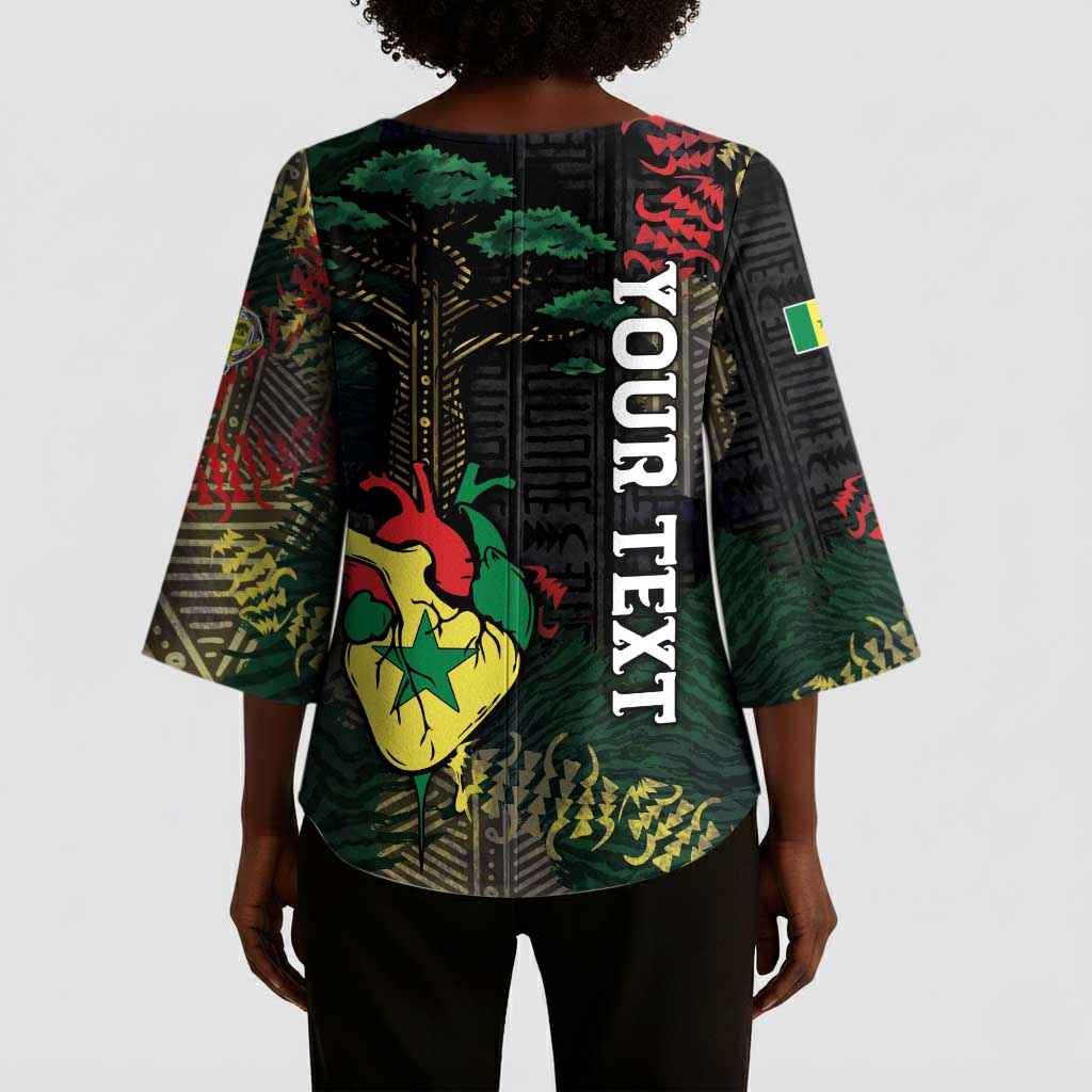 Personalized Senegal Kimono Sleeve Blouse Heart Baobab Art Grunge Style
