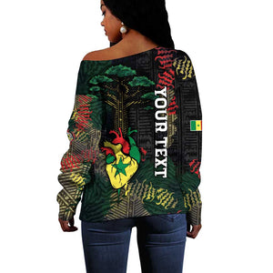 Personalized Senegal Off Shoulder Sweater Heart Baobab Art Grunge Style