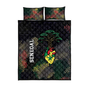 Senegal Quilt Bed Set Heart Baobab Art Grunge Style