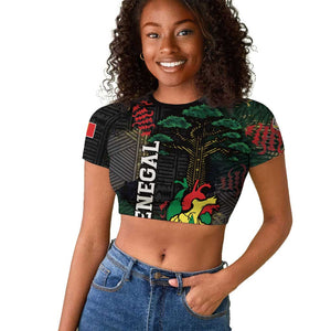Personalized Senegal Raglan Cropped T shirt Heart Baobab Art Grunge Style