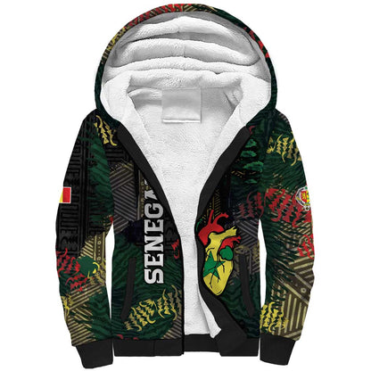 Personalized Senegal Sherpa Hoodie Heart Baobab Art Grunge Style