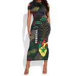 Personalized Senegal Short Sleeve Bodycon Dress Heart Baobab Art Grunge Style