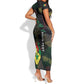 Personalized Senegal Short Sleeve Bodycon Dress Heart Baobab Art Grunge Style