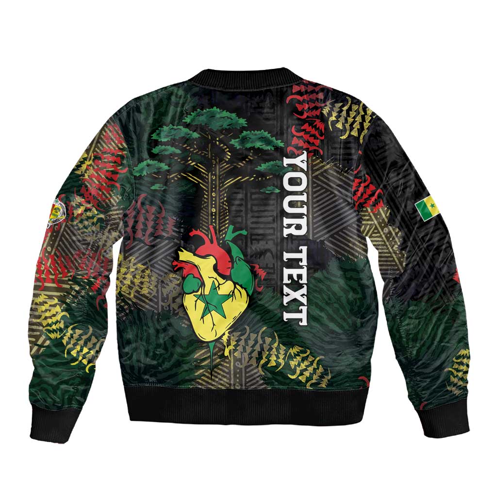 Personalized Senegal Sleeve Zip Bomber Jacket Heart Baobab Art Grunge Style