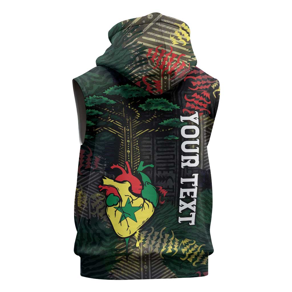 Personalized Senegal Sleeveless Hoodie Heart Baobab Art Grunge Style
