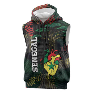 Personalized Senegal Sleeveless Zip Hoodie Heart Baobab Art Grunge Style
