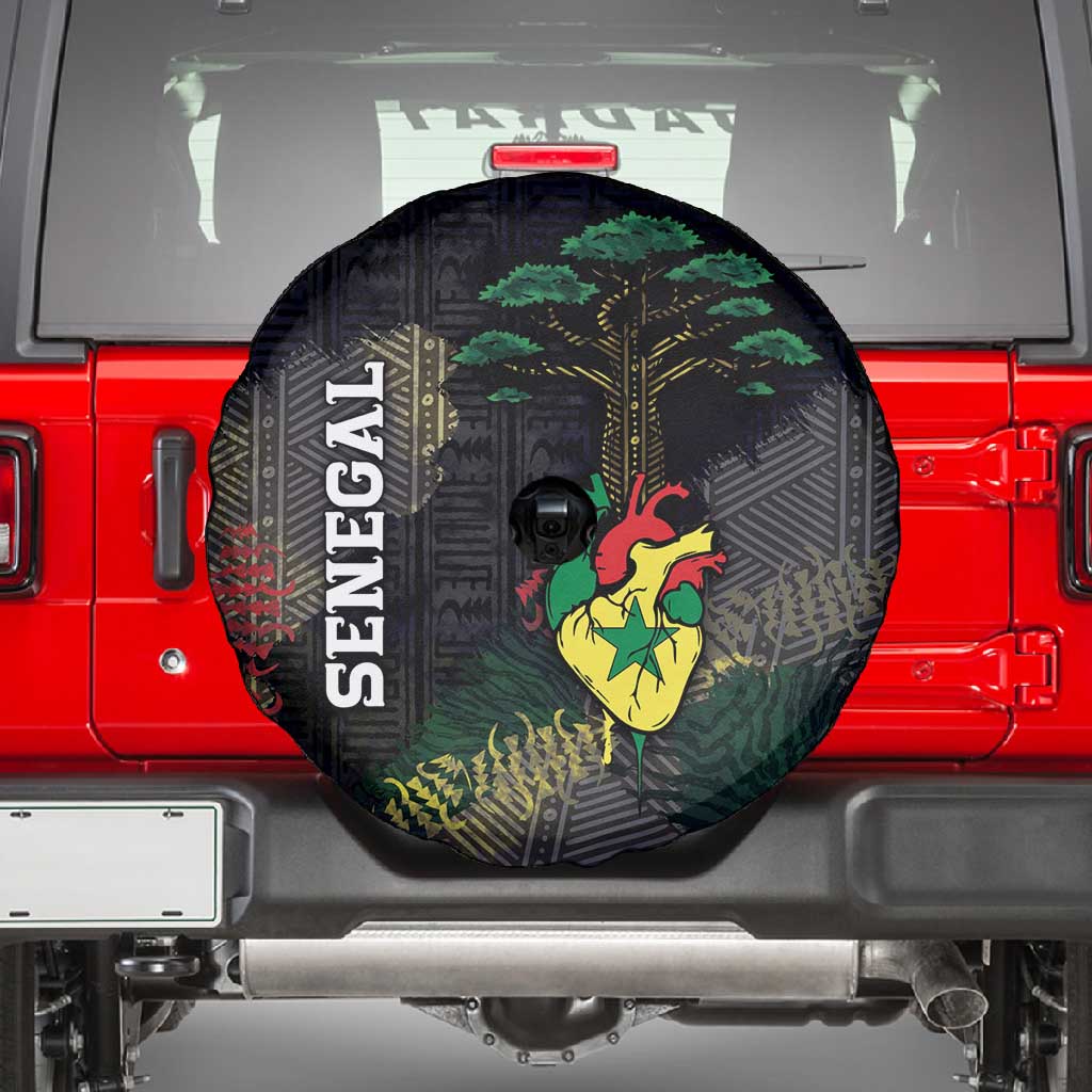 Senegal Spare Tire Cover Heart Baobab Art Grunge Style