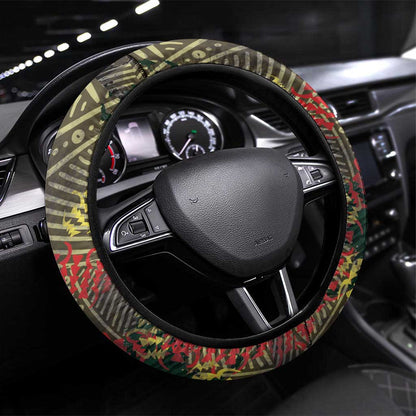 Senegal Steering Wheel Cover Heart Baobab Art Grunge Style
