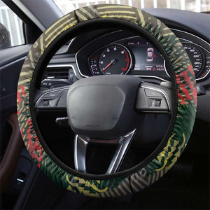 Senegal Steering Wheel Cover Heart Baobab Art Grunge Style