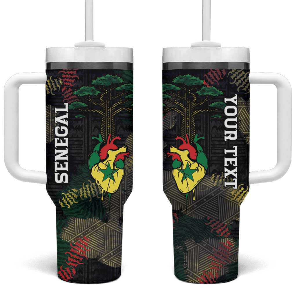 Personalized Senegal Tumbler With Handle Heart Baobab Art Grunge Style